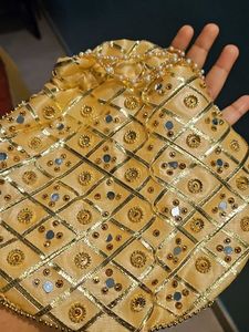 Gold Beaded Potli Bag