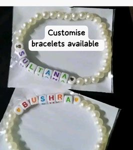 Custom Name Pearl And Glass Bead Bracelet