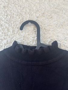 Black Closed Neck Winter Wear Top