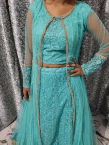 Partywear Lahanga With Long Shrug