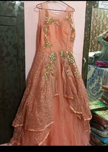 New Peach Embroidered Dress