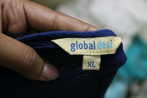 Global Desi Cold Shoulder Embroidered Dress