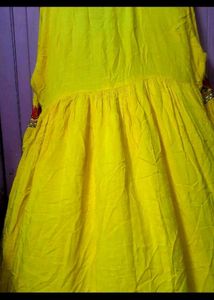 ₹350 Yellow Embroidery Gown Frock