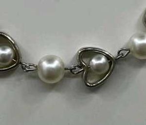 Pearl &amp; Heart Charm Bracelet