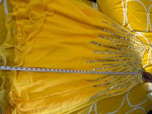 Mirror Work Yellow Lehenga With Blue Choli