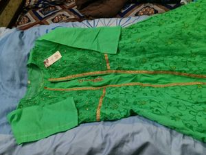 Green 💚 Gawn With Heavy Embroidery Shurug