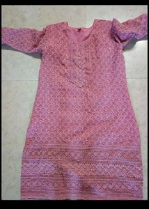 Pink Chikankari Kurti Palazzo Set