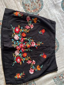 A Cute Feminine Embroidered Black Skirt