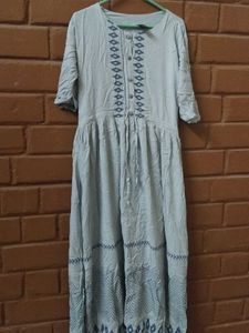 Light Blue Casual Embroidered Dress