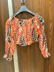 Bold Polka Dot Off-Shoulder Crop Top