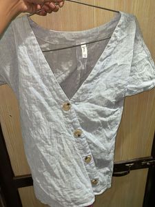 Striped Button-Down Top