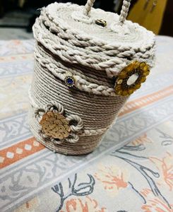 White Woven Basket With Storage Box