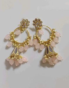 Global Desi Rose Quartz Jhumka Earrings