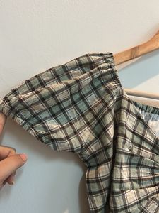 Plaid Puff Sleeve Top