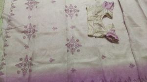 Beautiful Pink Embroidery Saree With Blouse