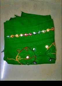 Green Embroidery Work Dupattas