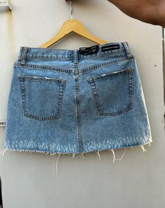 Ribbed Denim Skirt