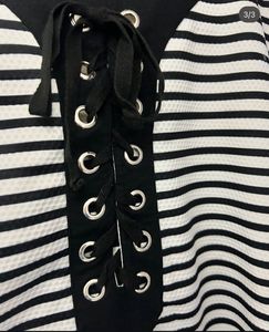 Nuon Striped Lace-Up T-Shirt