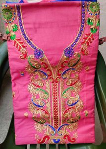 Pink Embroidered Salwar Kameez Suit Material