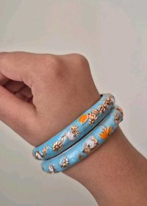 Enamel Adjustable Meenakari Kadas stack of 2