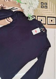 Lee Copper Full Sleeves Zipped Navy Blue Tshirt
