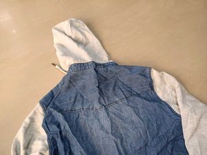 Denim Hoodie Shirt, S Size