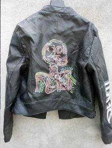 Edgy Punk leather y2k vintage glow in dark jacket