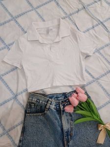 H&M Collared Crop Top