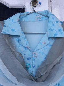 Stitched Blue Salwar Suit Set With Dupatta