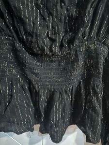 Black Sparkly Peasant Top