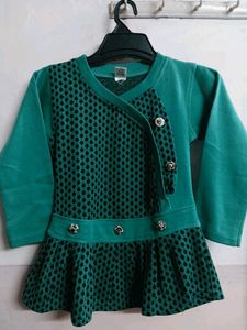Woolen Green Dress for Girl Kid