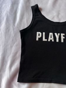 Black Sleeveless Crop Top