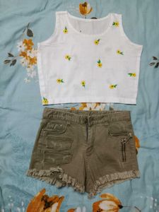 Floral Tank & Distressed Shorts Set