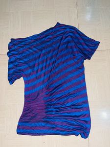 Stylish Off-Shoulder Striped Dolman Ruched Top