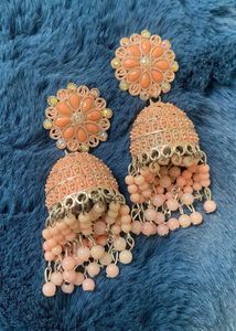 Peach Jhumka Earrings