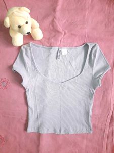 H&amp;M Light Turquoise Crop Top
