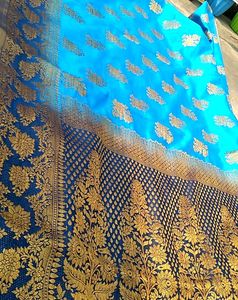 Elegant Blue &amp; Gold Saree