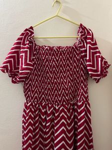 Chevron Print Midi Dress