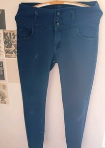 Mid Waist Skinny Fit Dark Blue Jeans