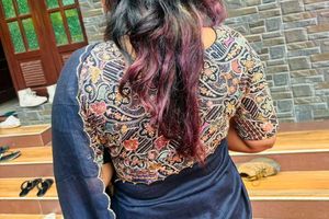 Elegant Navy Saree with Gold Border