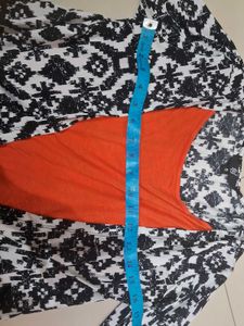 Patterned shrug with attached orange top