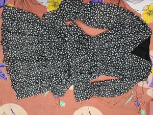 Patterned Black &amp; White Dress