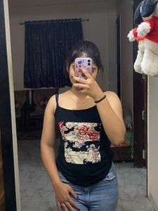 black floral print camisole top