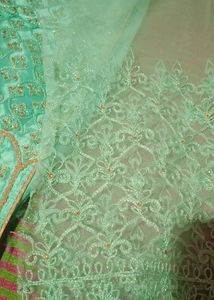 Elegant Mint Green Ethnic Semi Stitch lenhga Gown