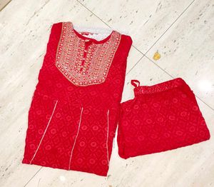 ❤️ Beautiful Red Embroidered Anarkali Gown 🌸