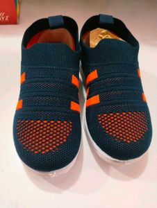 Kids Blue & Orange Slip-on Shoes