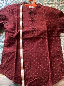 Max Men&#39;s Maroon Patterned Shirt - Large