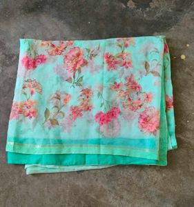 Beautiful Floral Print Organza Saree