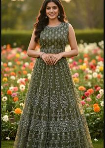 Green Embellished Lehenga Choli
