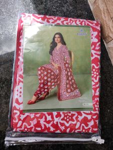 Red & White Salwar Kameez Suit Material- New